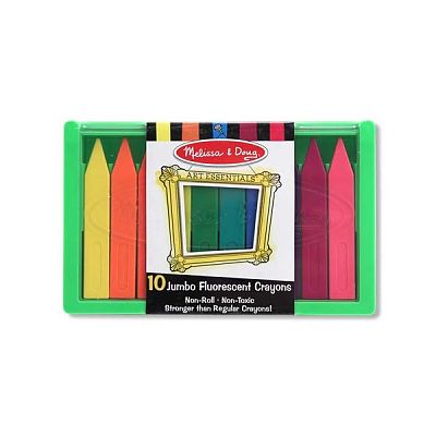 Melissa&Doug Set 10 creioane colorate groase trunghiulare in culori fluorescente