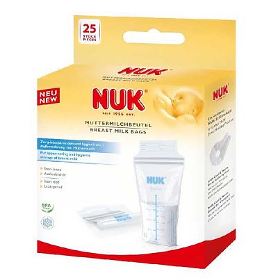 Nuk Pungi stocare lapte matern 180ml  - Sterile de unica folosinta (25 buc./cutie)