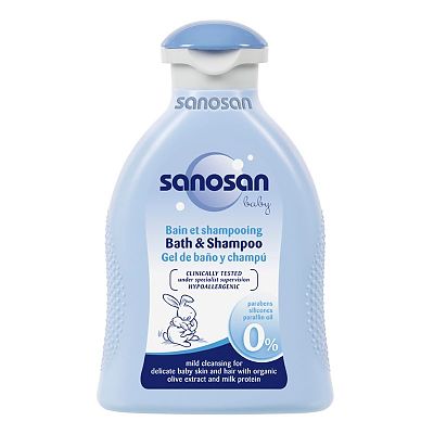 Sanosan Sampon imbaiere pentru bebelusi - cu ulei de masline si proteine din lapte 200 ml