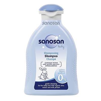 Sanosan Sampon par pentru bebelusi cu extract din frunza de maslin si proteine din lapte 200 ml